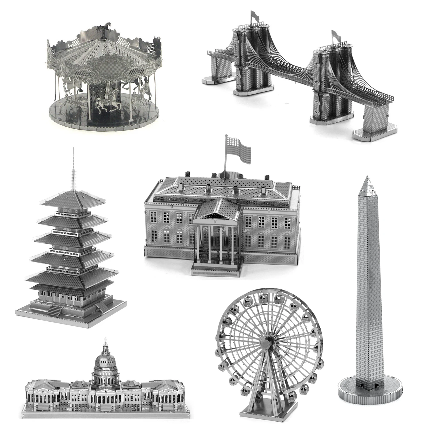 

World famous buildings 3D Metal Puzzle Japanese five-storied pagoda model KITS Assemble Jigsaw Puzzle Gift Toys For Children