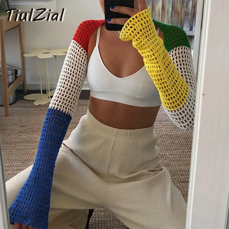 Кардиган-болеро TiulZial, женский укороченный свитер в стиле пэчворк с длинными рукавами, Y2K, облегающий вязаный свитер для женщин
Кардиган-болеро TiulZial, женский укороченный свитер в стиле пэчворк с длинными рукавами, Y2K, облегающий вязаный свитер для женщин