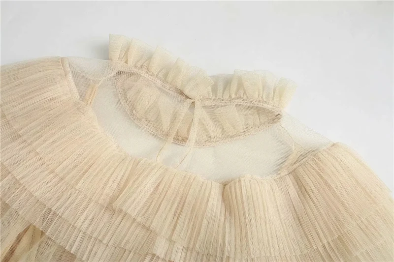 Qeils Women Fashion Pleated Ruffle Trims Tulle Mini Dress Casual Vintage Long Sleeve With Lining Female Dresses Vestidos Mujer
Qeils Women Fashion Pleated Ruffle Trims Tulle Mini Dress Casual Vintage Long Sleeve With Lining Female Dresses Vestidos Mujer