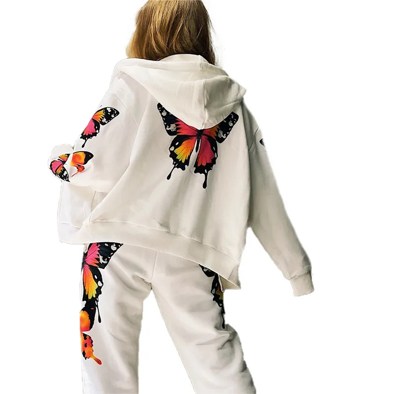 Sexy Women 2020 Female Sport Suits Set Butterfly Print Long Sleeve Hooded Tops High Waist Long Pants Tracksuit Homewear Clothes 
Sexy Women 2020 Female Sport Suits Set Butterfly Print Long Sleeve Hooded Tops High Waist Long Pants Tracksuit Homewear Clothes