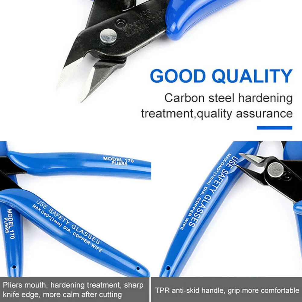 10 Pack 170 Flush Wire Cutter Blue Diagonal Cutting Pliers Side Cutter Nippers Flush Cutter Soft Wire 12AWG
10 Pack 170 Flush Wire Cutter Blue Diagonal Cutting Pliers Side Cutter Nippers Flush Cutter Soft Wire 12AWG