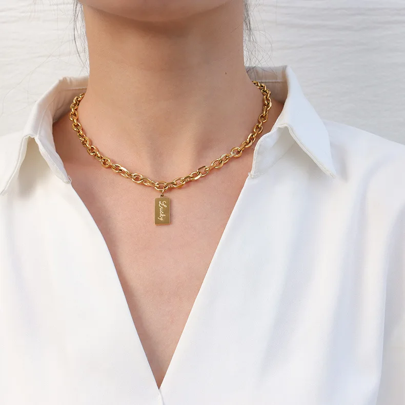 Lucky Square Brand Necklace Women's Thick Chain Autumn and Winter Sweater Chain Stainless Steel Titanium Jewelry
Lucky Square Brand Necklace Women's Thick Chain Autumn and Winter Sweater Chain Stainless Steel Titanium Jewelry
