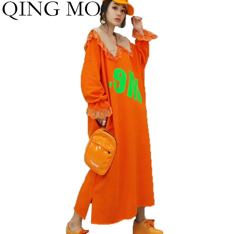QING MO Orange Blue Peter Pan Collar Letter Print Long Dress 2021 Newest Women Ankle Length Loose Dress ZQY5769
QING MO Orange Blue Peter Pan Collar Letter Print Long Dress 2021 Newest Women Ankle Length Loose Dress ZQY5769