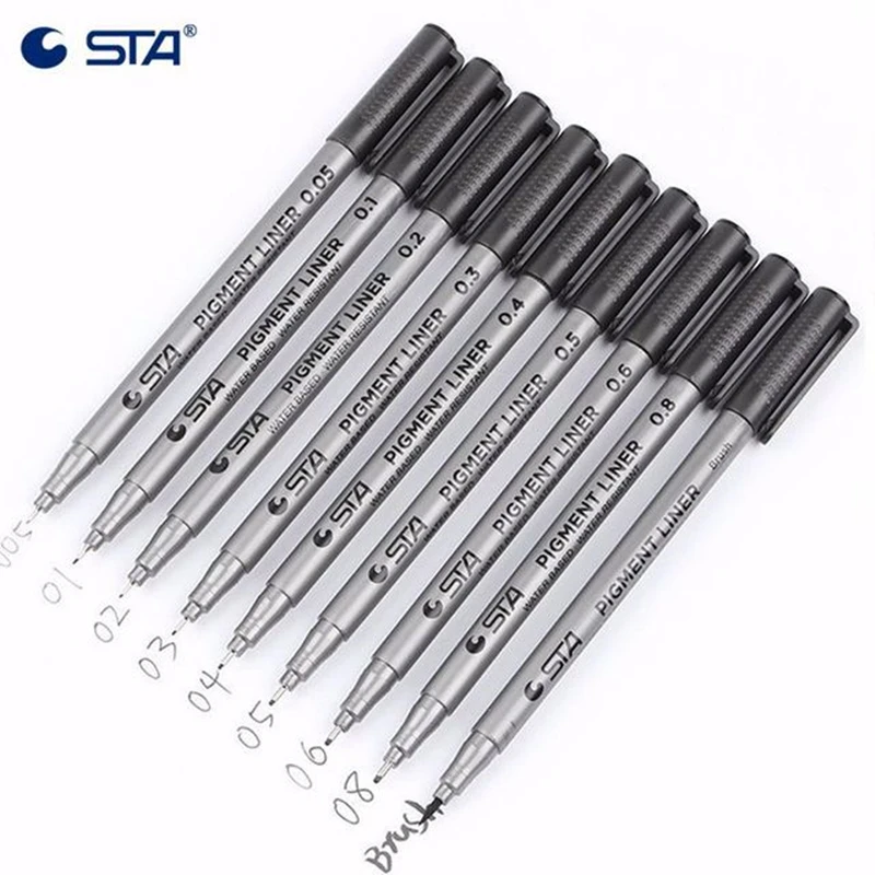 

STA 8050 Needle Pen Ink Pen 0.05/0.1/0.2/0.3/0.4/0.5/0.6/0.8/Brush Drawing Sketching Pigment Liner Pigma Waterproof Fine Point
