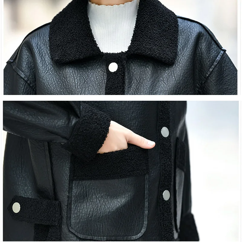 LOMAIYI Women's Autumn/Winter Leather Jacket Women Plus Size Reversible Jackets Ladies Warm PU Coat BW064 | Женская одежда
