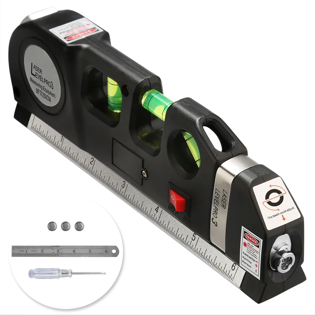 Laser Level Vertical Horizonal Lasers Measure Aligner Standard and Metric Rulers Multipurpose 8FT Level 4 in 1 Infrared Tape
Laser Level Vertical Horizonal Lasers Measure Aligner Standard and Metric Rulers Multipurpose 8FT Level 4 in 1 Infrared Tape