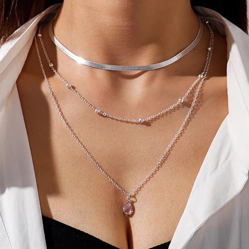 Trendy Rhinestone Multi Layer Water Drop Pendant Choker Necklaces For Women Femme Silver Color Chain Necklace Party jewelry
Trendy Rhinestone Multi Layer Water Drop Pendant Choker Necklaces For Women Femme Silver Color Chain Necklace Party jewelry