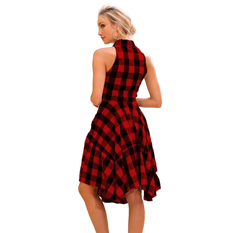 Leosoxs Summer New Fashion Sexy Women Dress Casual Tunic Plaid Sleeveless Turn Down Collar Buttons Empire Asymmetry Ladies Dress
Leosoxs Summer New Fashion Sexy Women Dress Casual Tunic Plaid Sleeveless Turn Down Collar Buttons Empire Asymmetry Ladies Dress