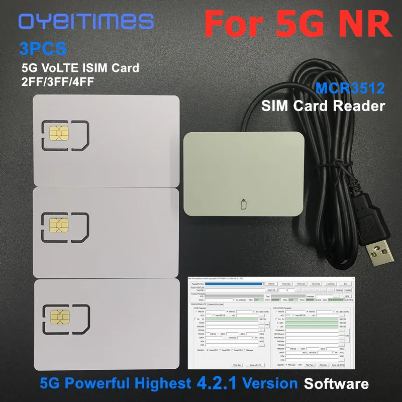 OYEITIMES устройства для считывания SIM карт + 3 шт. 2FF/3FF/4FF программируемый 5G NR ISIM карта