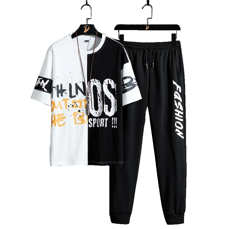 Men's Set Hip-hop Streetwear outwear two Piece Set T-shirt and Ankle-length fashion Pant Clothes size M-3XL
Men's Set Hip-hop Streetwear outwear two Piece Set T-shirt and Ankle-length fashion Pant Clothes size M-3XL