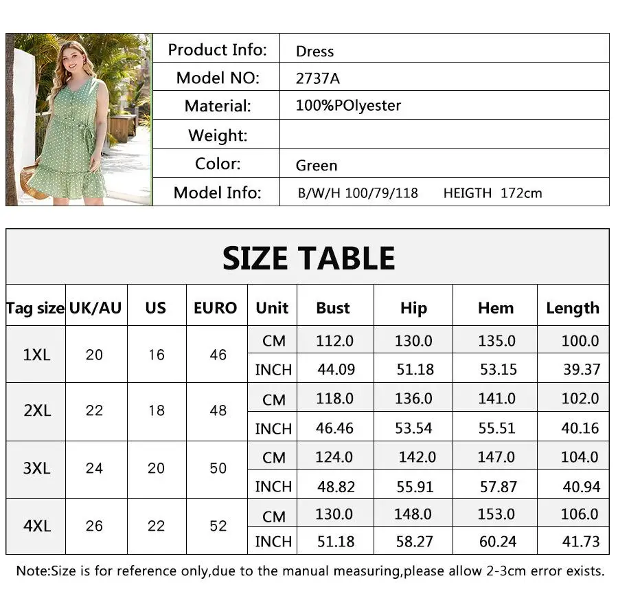 CACNCUT Summer Women Sleeveless Polka Dot Dress Plus Size Casual V-neck Loose Dress 4XL Large Size Single Breasted Ruffle Dress
CACNCUT Summer Women Sleeveless Polka Dot Dress Plus Size Casual V-neck Loose Dress 4XL Large Size Single Breasted Ruffle Dress