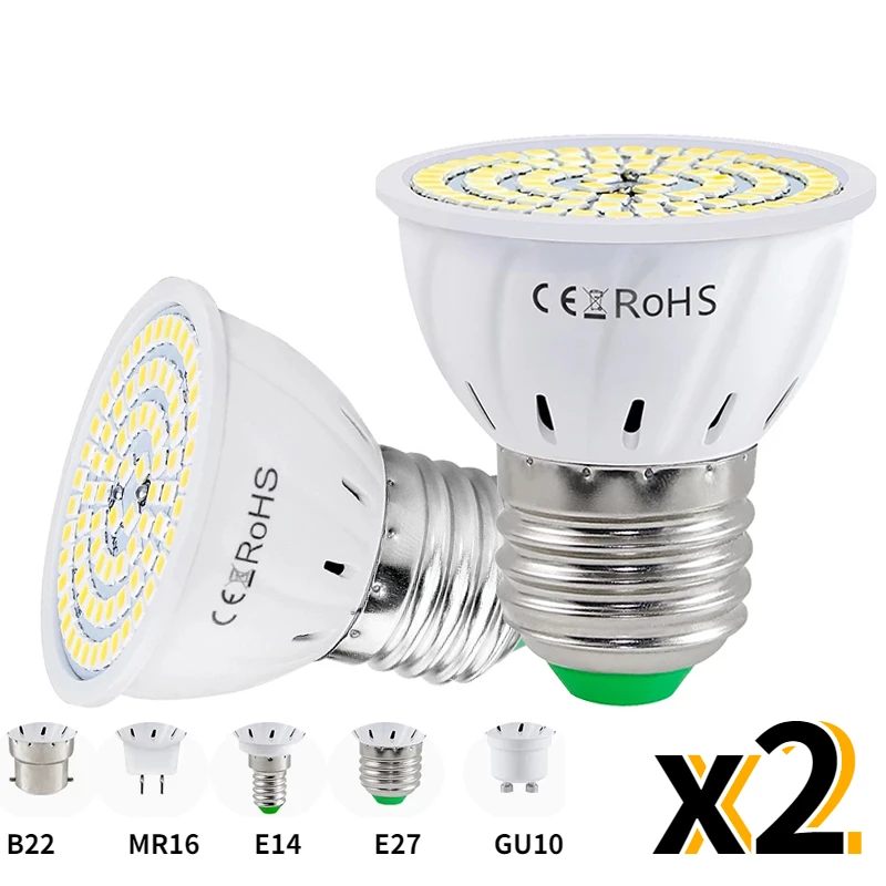 

2PCS E27 LED Lamp MR16 Corn Bulb 220V Led Bulb Light E14 Led Ampoule for Home Spotlight B22 SMD2835 Energy Saving GU5.3 4W 6W 8W