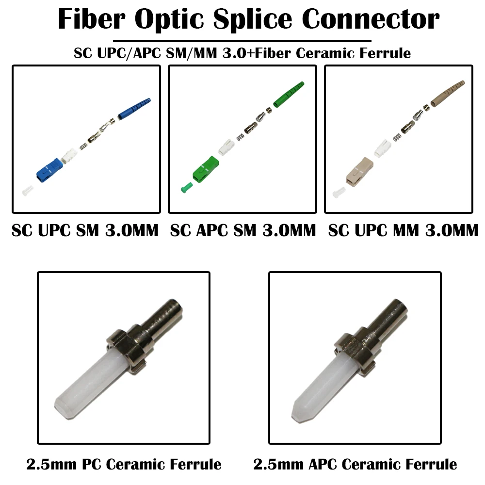 400 Pieces SC UPC/APC 3.0mm Optical Fiber Splice Connector SM Single Mode MM Multi Mode Simplex FTTH withoutwith Ceramic Ferrule
400 Pieces SC UPC/APC 3.0mm Optical Fiber Splice Connector SM Single Mode MM Multi Mode Simplex FTTH withoutwith Ceramic Ferrule
