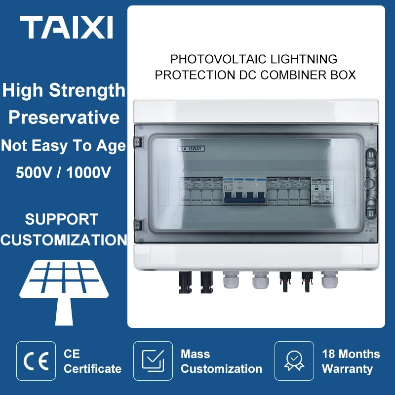 Photovoltaic lightning protection PV DC Combiner Box Waterproof Plastic Distribution Box Complete Set 2 In 1 Out / 4 In 1 Out
Photovoltaic lightning protection PV DC Combiner Box Waterproof Plastic Distribution Box Complete Set 2 In 1 Out / 4 In 1 Out