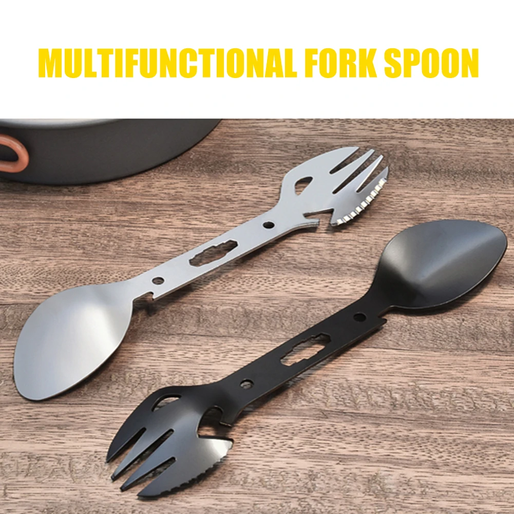 Multifunctional Stainless Steel EDC Spork Fork Spoon Bottle Can Opener Blade Wrench for Outdoor Picnic Survival Camping
Multifunctional Stainless Steel EDC Spork Fork Spoon Bottle Can Opener Blade Wrench for Outdoor Picnic Survival Camping