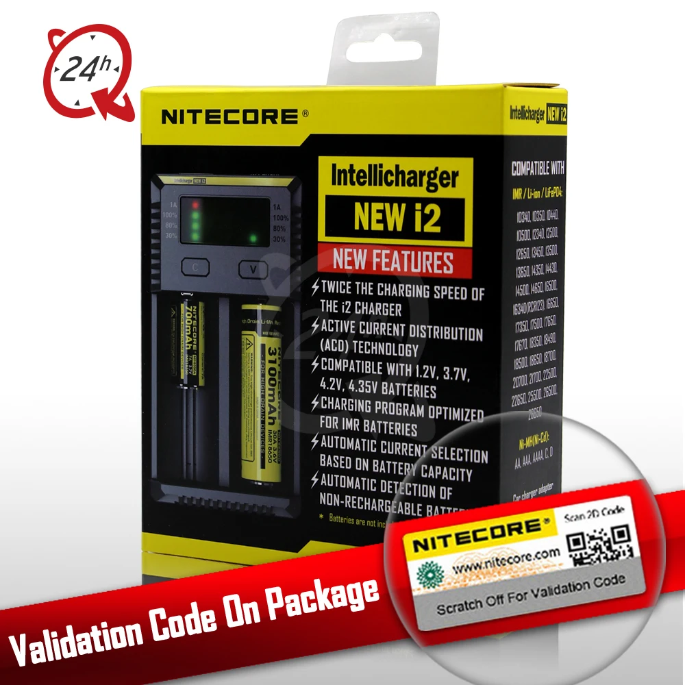 100% оригинал Nitecore D4 D2 Новый I4 I2 зарядное устройство ЖК дисплей интеллектуальная