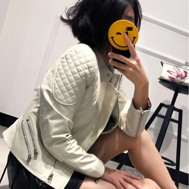 Women Fashion Multicolor Lambskin Real Jacket Short Slim Genuine Leather Motorcycle Coat High Quality Outerwear Female
Women Fashion Multicolor Lambskin Real Jacket Short Slim Genuine Leather Motorcycle Coat High Quality Outerwear Female