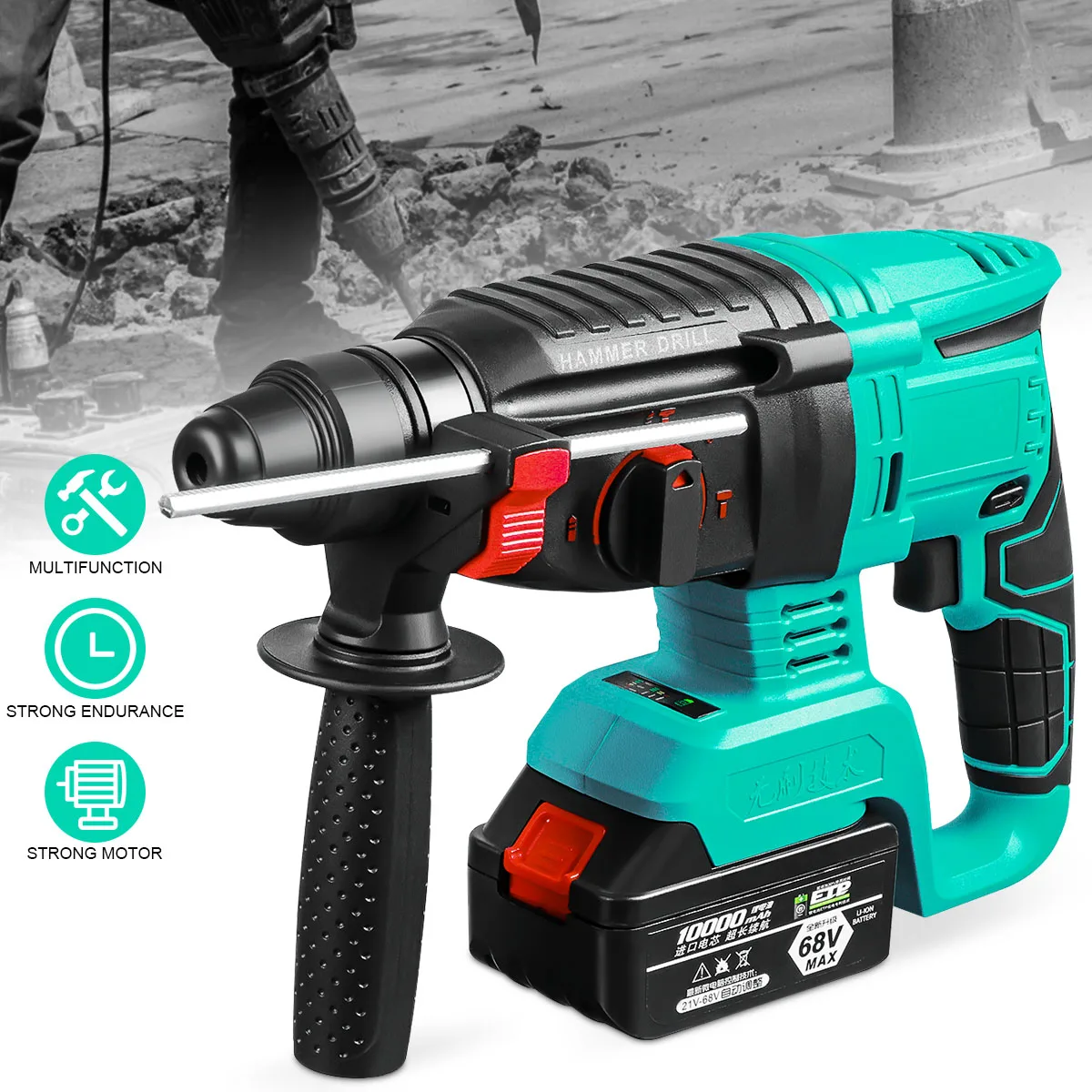 Brushless Electric Rotary Hammer Rechargeable Multifunction Cordless Hammer Impact Power Drill Tool with 2/1 Battery for Makita
Brushless Electric Rotary Hammer Rechargeable Multifunction Cordless Hammer Impact Power Drill Tool with 2/1 Battery for Makita