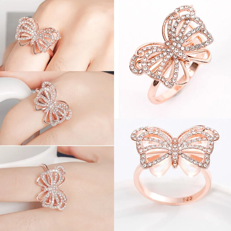 Milangirl Luxury Cute Hollow Butterfly Crystal Rhinestone Finger Ring for Women Party Wedding Engagement Fashion Jewelry
Milangirl Luxury Cute Hollow Butterfly Crystal Rhinestone Finger Ring for Women Party Wedding Engagement Fashion Jewelry