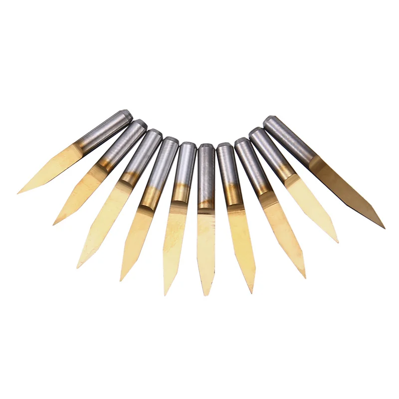 10pcs 3.175mm Tungsten Steel V Shape Titanium Coated Milling Cutter Carbide PCB Engraving CNC Bit Router Tool Tip End Mill | Инструменты
