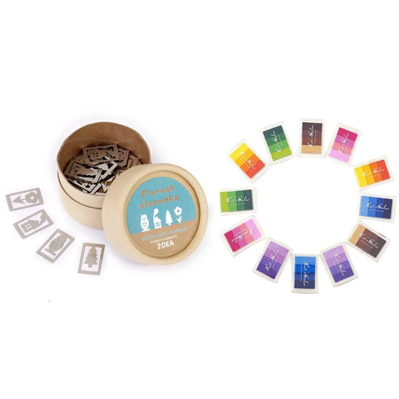20 Pcs Bookmarks in Metal 4 Differents Styles Flower Pine House and Owl & 1 Set 12 Four-Color Gradient Stamp Pads Stamp
20 Pcs Bookmarks in Metal 4 Differents Styles Flower Pine House and Owl & 1 Set 12 Four-Color Gradient Stamp Pads Stamp