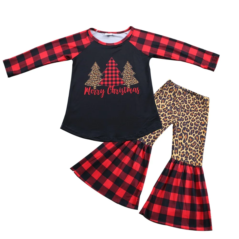2019 Best Sale Fashion Girls Christmas Boutique Outfit Plaid leopard Screen Print Merry Christmas Tree Top and bell Pants set
2019 Best Sale Fashion Girls Christmas Boutique Outfit Plaid leopard Screen Print Merry Christmas Tree Top and bell Pants set