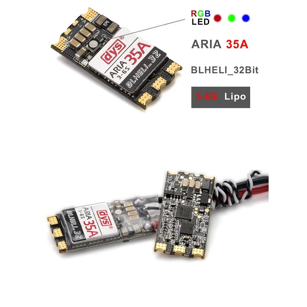 

DYS Brushless ESC Aria BLHeli_32bit 35A 35amp 3S-6S Dshot1200 Ready Built-in Current Meter Sensor For RC Models Quadcopter Part