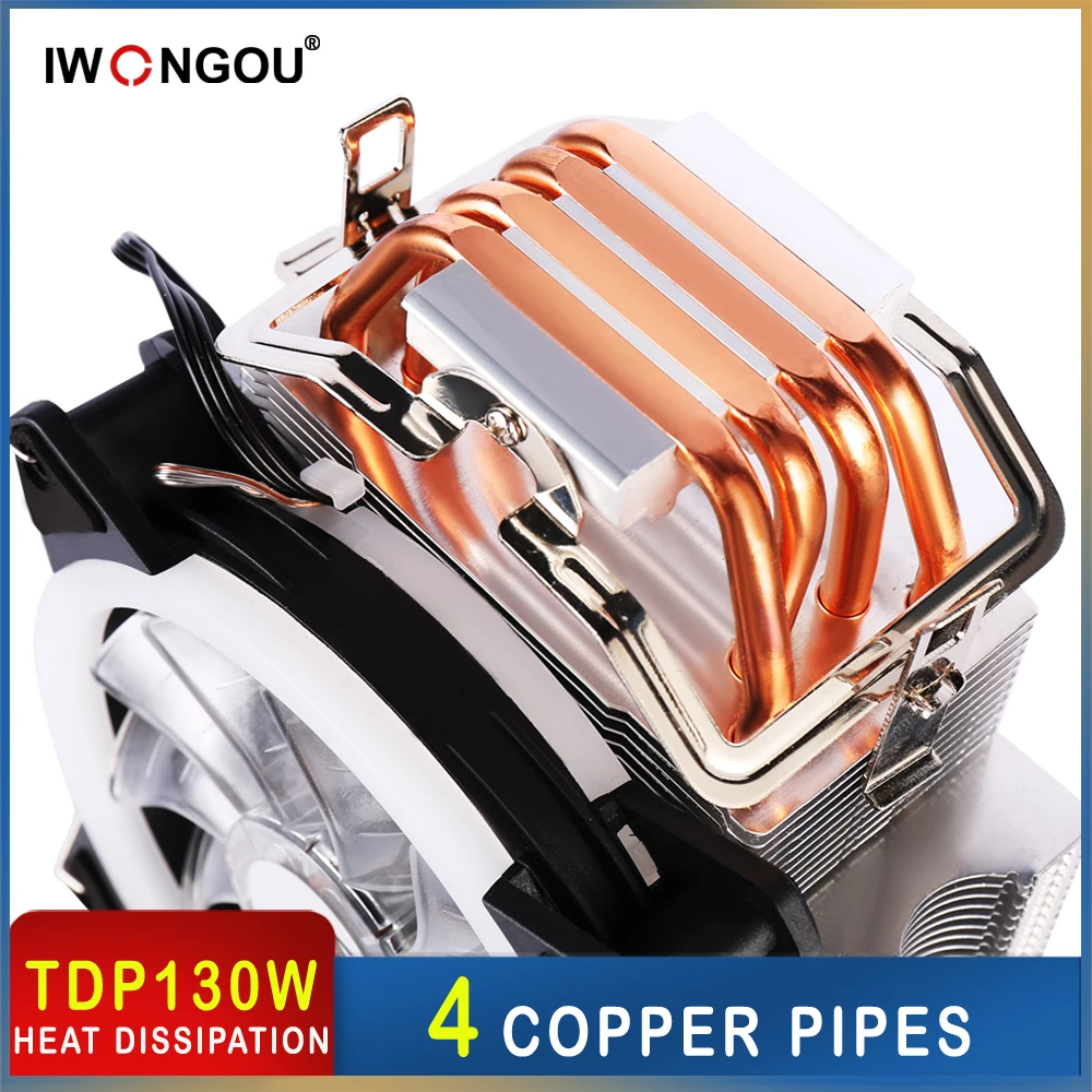 IWONGOU Cpu cooler For LGA2011 1155 1150 1156 1366 2011 AM4,4 Heat Pipes Cpu Heatsink Fan,120mm RGB Fans Cpu fan cooler fan
IWONGOU Cpu cooler For LGA2011 1155 1150 1156 1366 2011 AM4,4 Heat Pipes Cpu Heatsink Fan,120mm RGB Fans Cpu fan cooler fan
