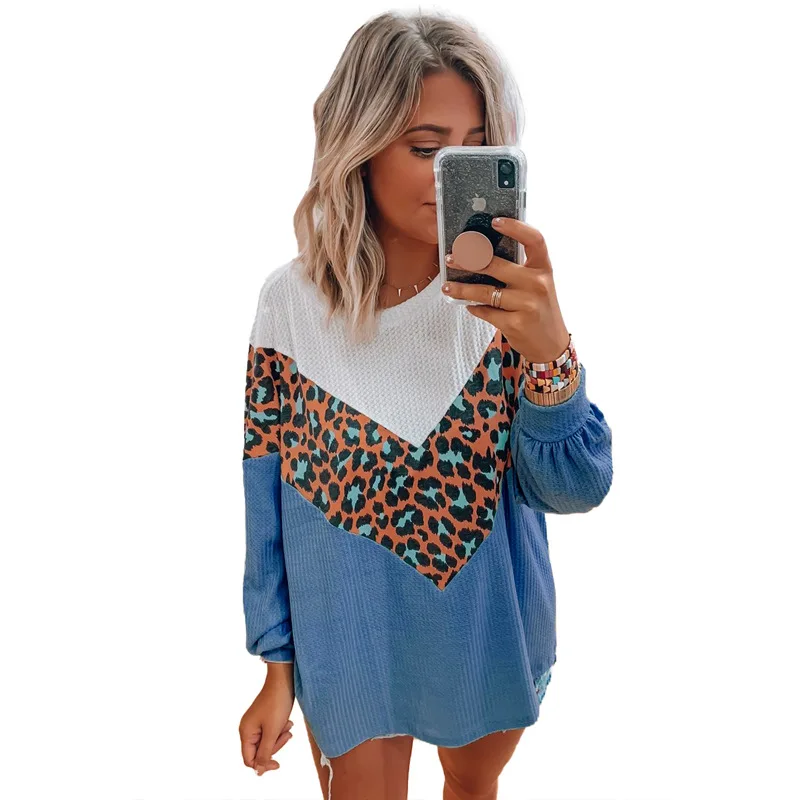 European and American Stitching Patchwork Shirt Women New Style Loose Round Neck Long Sleeve Women's Chiffon
European and American Stitching Patchwork Shirt Women New Style Loose Round Neck Long Sleeve Women's Chiffon