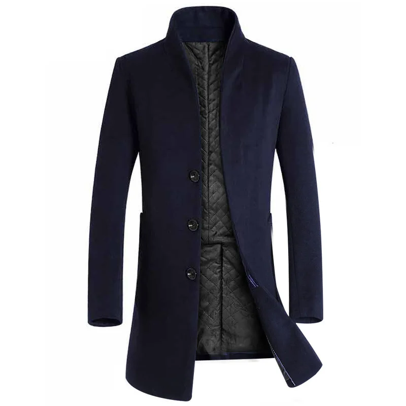 

Зимнее мужское длинное приталенное шерстяное пальто, шерстяное пальто, ветровка, модное повседневное пальто большого размера