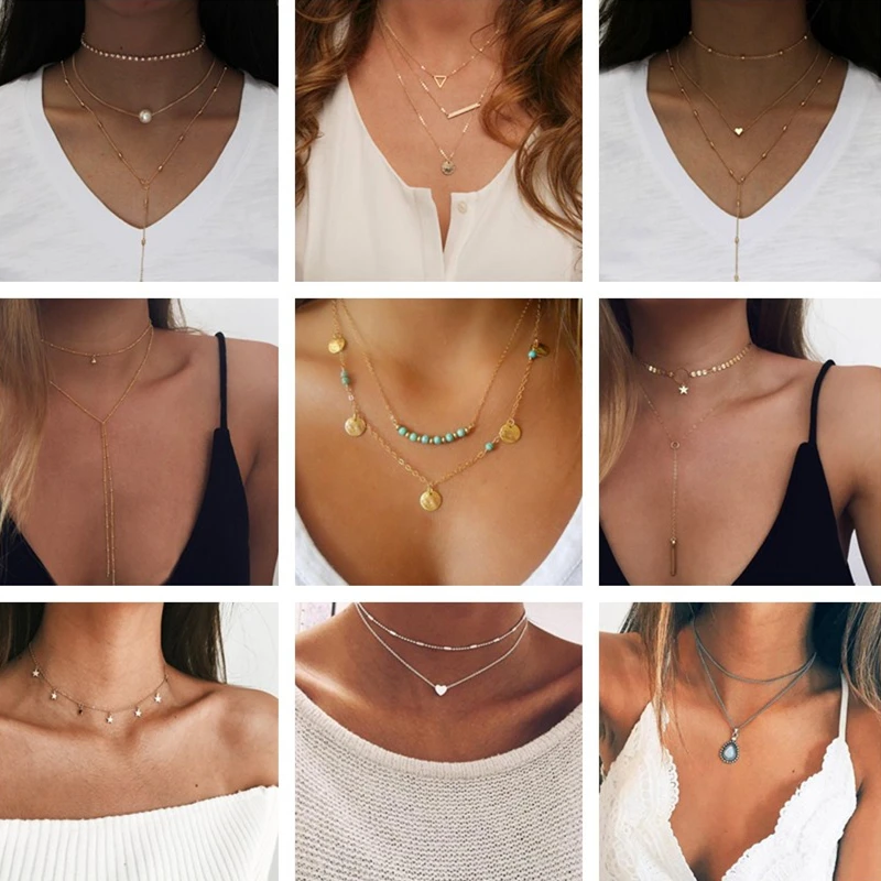 Vintage Stars Hearts Leaves Clavicle Chain Necklaces for Women Bohemian Moon Elephant Choker Jewelry Multi Layer Retro Collars
Vintage Stars Hearts Leaves Clavicle Chain Necklaces for Women Bohemian Moon Elephant Choker Jewelry Multi Layer Retro Collars