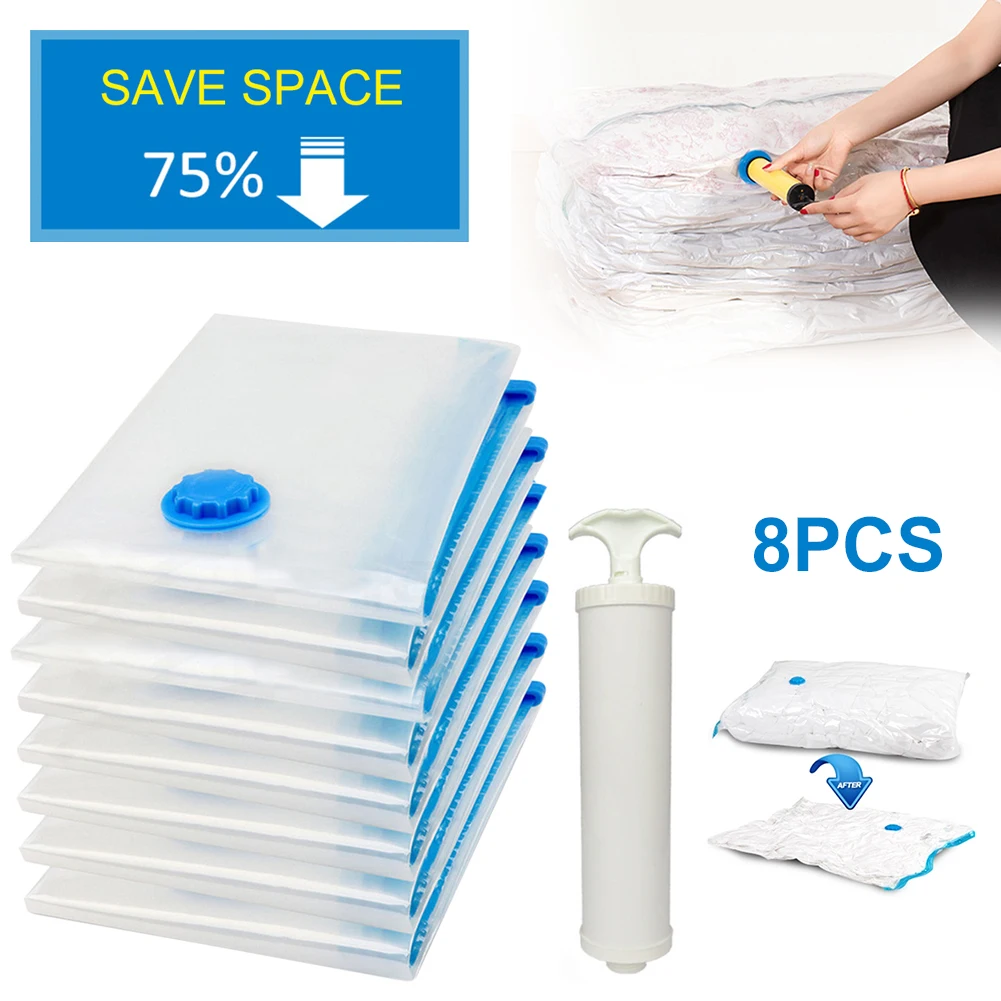 8pcs Quilts Clothes Vacuum Storage Bag Waterproof Compression Air Bag Foldable Dustproof Moisture-Proof Household Storage Sack
8pcs Quilts Clothes Vacuum Storage Bag Waterproof Compression Air Bag Foldable Dustproof Moisture-Proof Household Storage Sack