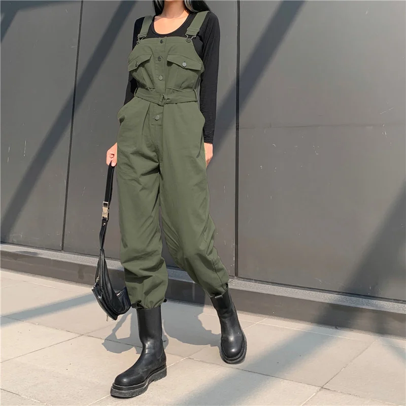 Overalls Punk Women Jumpsuits Pants Green Sashes Buckle Strappy Slim Autumn High Waist Winter Streetwear Harajuku Lady Jumpsuits
Overalls Punk Women Jumpsuits Pants Green Sashes Buckle Strappy Slim Autumn High Waist Winter Streetwear Harajuku Lady Jumpsuits