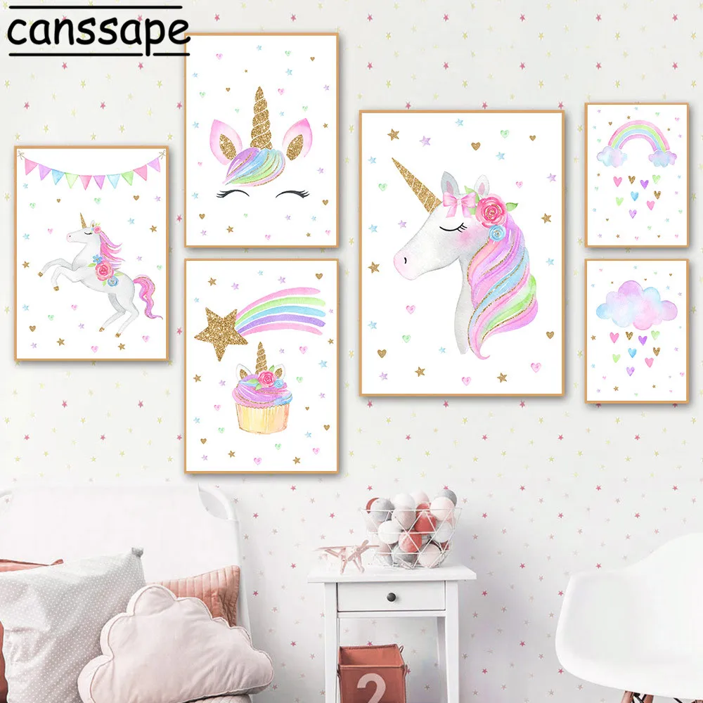 Nursery Canvas Painting Unicorn Art Prints Rainbow Cloud Posters Star Heart Print Flower Wall Pictures Baby Girls Bedroom Decor
Nursery Canvas Painting Unicorn Art Prints Rainbow Cloud Posters Star Heart Print Flower Wall Pictures Baby Girls Bedroom Decor