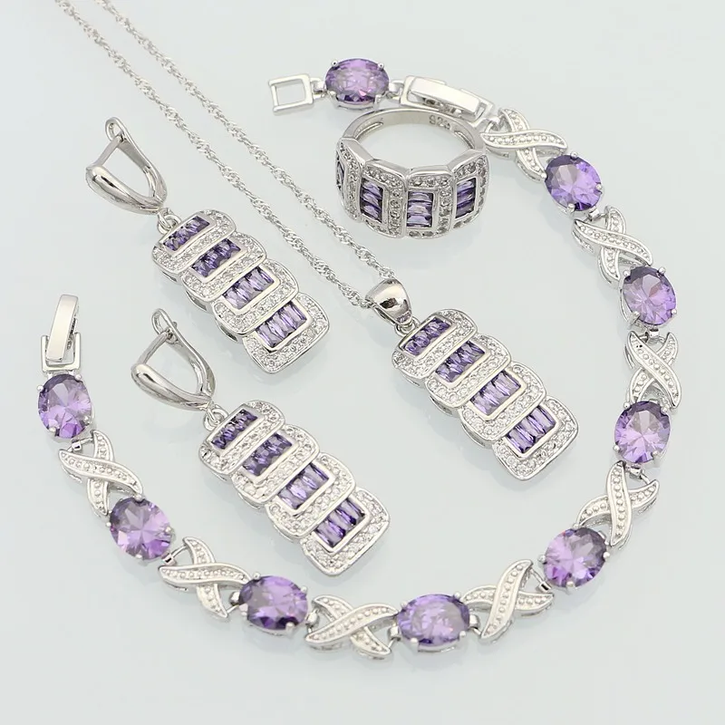925 Sterling Silver Jewelry Purple Zircon White CZ Jewelry Sets For Women Anniversary Earrings/Pendant/Necklace/Bracelet/Ring
925 Sterling Silver Jewelry Purple Zircon White CZ Jewelry Sets For Women Anniversary Earrings/Pendant/Necklace/Bracelet/Ring