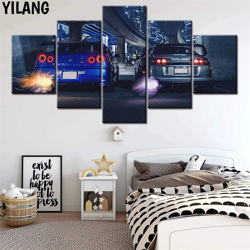 Hd Картина на холсте, 5 шт., Настенная картина, каркас Gtr R34 Vs Supra, автомобиль, домашний декор, плакат, картина для гостиной
Hd Картина на холсте, 5 шт., Настенная картина, каркас Gtr R34 Vs Supra, автомобиль, домашний декор, плакат, картина для гостиной