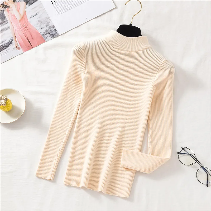 JMPRS Autumn Women Turtleneck Pullover Sweater Fashion Winter Slim Korean Knit Jumper Basic Top Soft Blouse Sueter Mujer 2021 | Женская