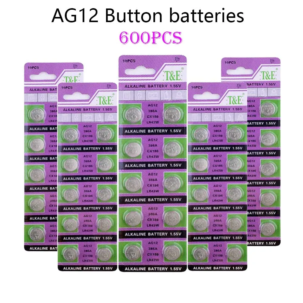 AG12 600 шт. = 60 карт AG 12 1,55 в 100 мАч щелочная батарея LR43 SR43 260 386 для часов, батарейки для монет 1,55 в 
AG12 600 шт. = 60 карт AG 12 1,55 в 100 мАч щелочная батарея LR43 SR43 260 386 для часов, батарейки для монет 1,55 в
