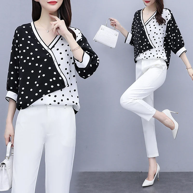 Женская футболка с коротким рукавом, в стиле ретро, с V-образным вырезом, контрастных цветов, асимметричная, весна-осень, размера плюс 
Женская футболка с коротким рукавом, в стиле ретро, с V-образным вырезом, контрастных цветов, асимметричная, весна-осень, размера плюс