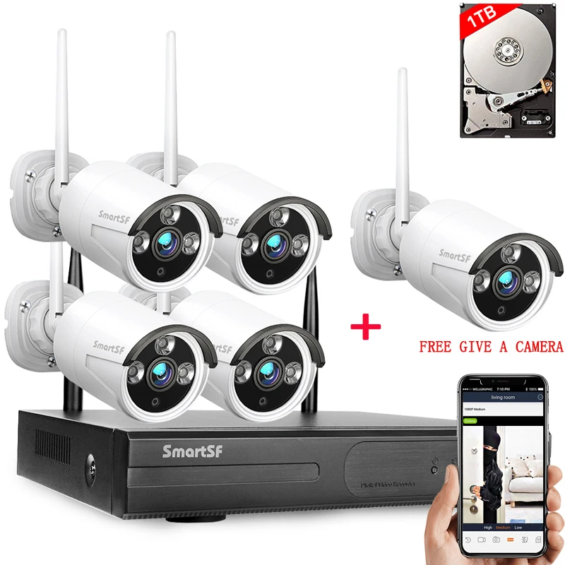 

【8CH+5 Cameras】8CH Wireless CCTV System H.265 1080P NVR 2MP IR-CUT Outdoor wifi Camera IP Security System Video Surveillance Kit