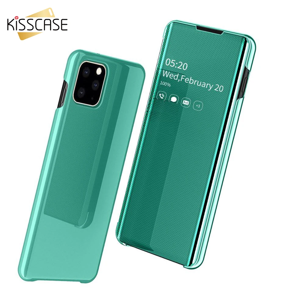 Kisscase флип Чехлы металлизированный зеркальный чехол сумка для iPhone 11 Pro Max XR 7 XS MAX 8