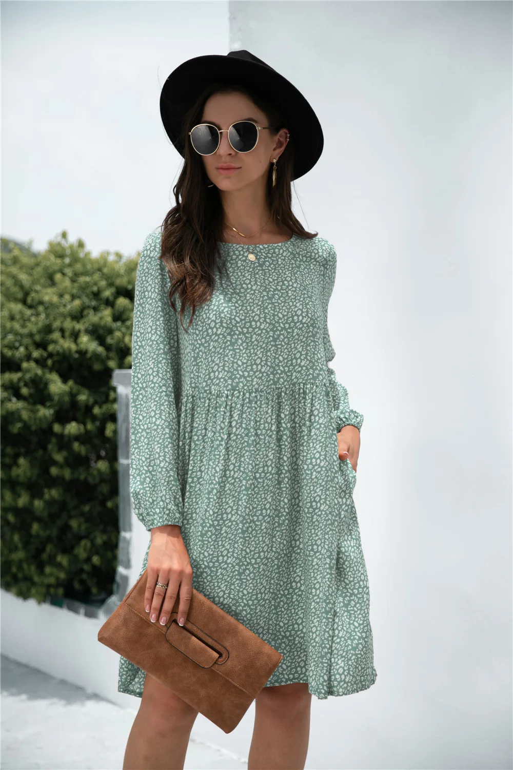 Women Pullover Dress Spring and Autumn Long-sleeved Leopard Print Pocket Round Neck Loose Casual Pink Orange Green Female Dress
Women Pullover Dress Spring and Autumn Long-sleeved Leopard Print Pocket Round Neck Loose Casual Pink Orange Green Female Dress