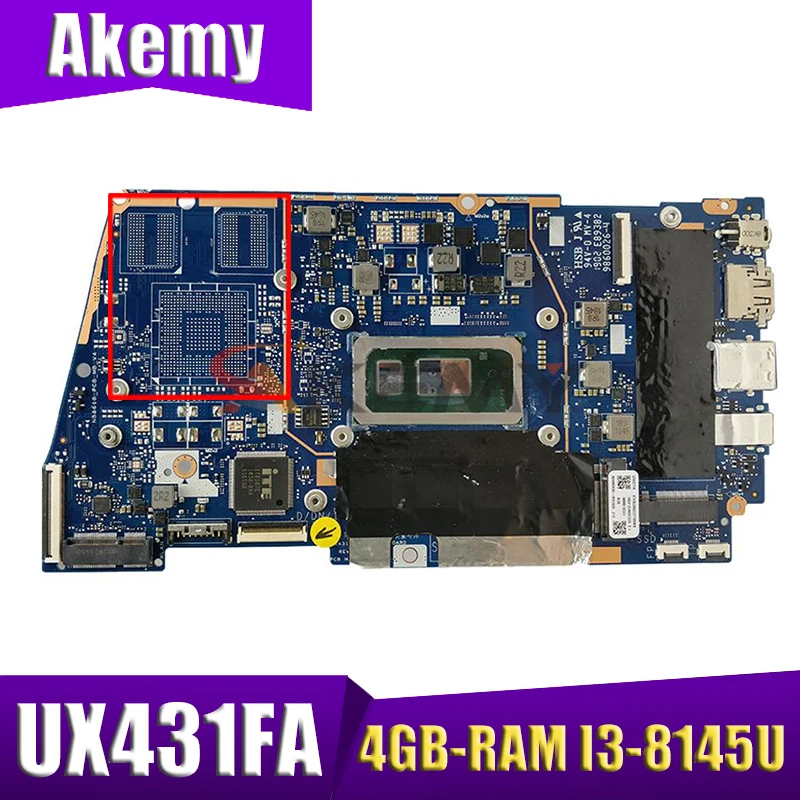 UX431FA/FN Laptop motherboard for ASUS ZenBook-14 UX431FA UX431FN UX431F original mainboard 4GB-RAM I3-8145U GM
UX431FA/FN Laptop motherboard for ASUS ZenBook-14 UX431FA UX431FN UX431F original mainboard 4GB-RAM I3-8145U GM