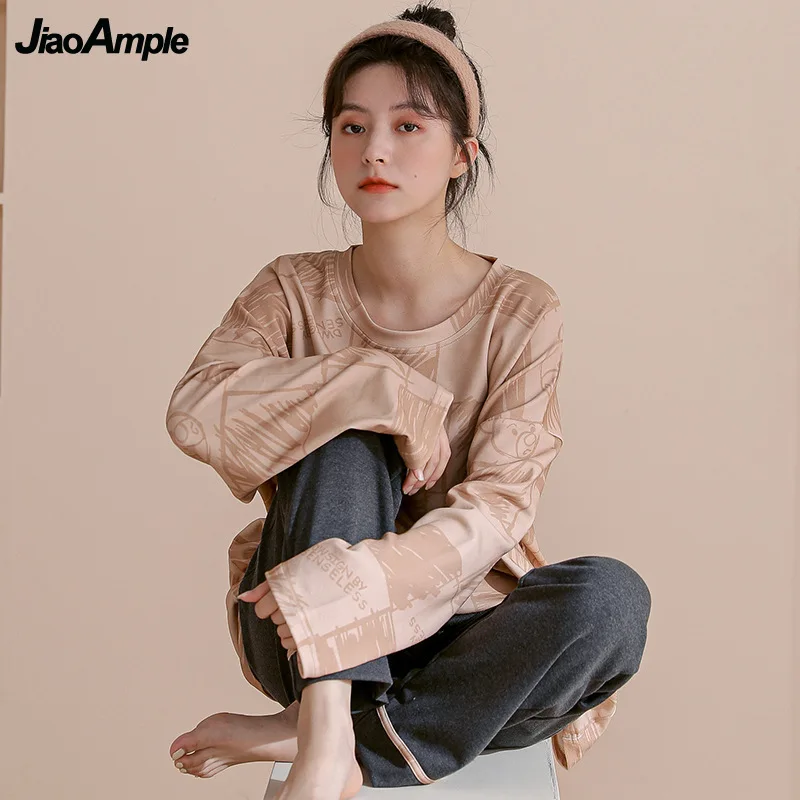 Women's Pajamas 2022 Spring Autumn New Cotton Long-sleeved Trousers Pijamas Two-piece Korean Cute Cartoon Nightwear Home Clothes
Women's Pajamas 2022 Spring Autumn New Cotton Long-sleeved Trousers Pijamas Two-piece Korean Cute Cartoon Nightwear Home Clothes