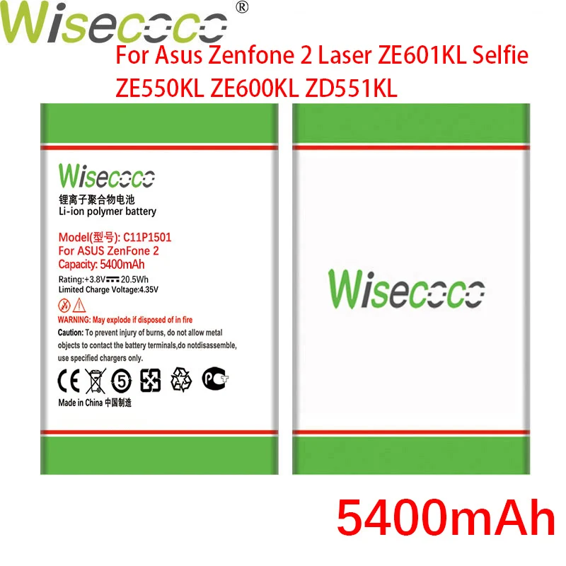Аккумулятор WISECOCO 5400 мАч C11P1501 для смартфона Asus Zenfone 2 Laser ZE601KL Selfie ZE550KL ZE600KL ZD551KL |