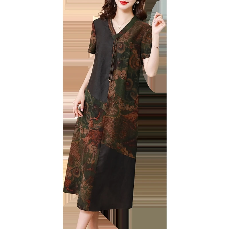 Authentic Silk Dress Women's V-neck High End Mulberry Silk Loose Large Size Summer Wear
Authentic Silk Dress Women's V-neck High End Mulberry Silk Loose Large Size Summer Wear