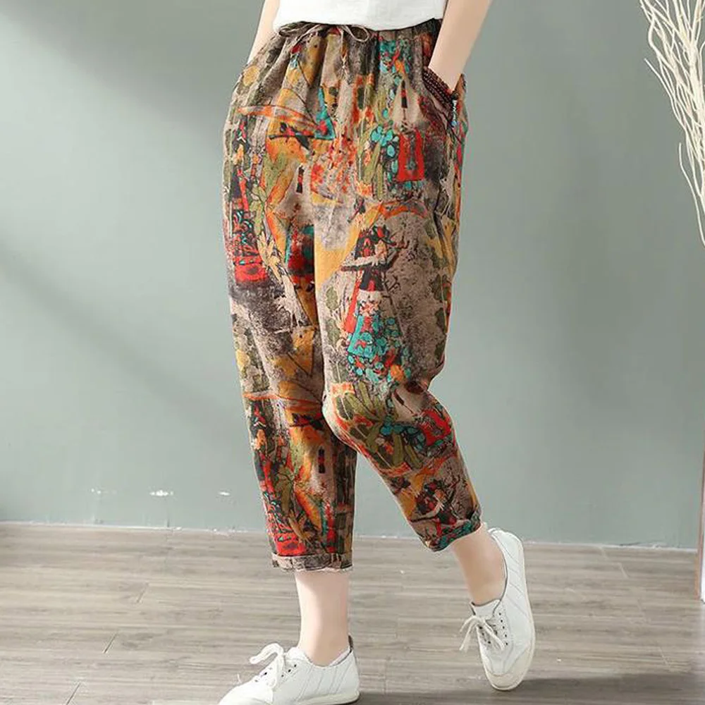 Women Loose Casual Cotton Linen Harem Pants Harajuku Printed Joggers Women Clothing Calf-Length Loose Trousers Female Streetwear
Women Loose Casual Cotton Linen Harem Pants Harajuku Printed Joggers Women Clothing Calf-Length Loose Trousers Female Streetwear