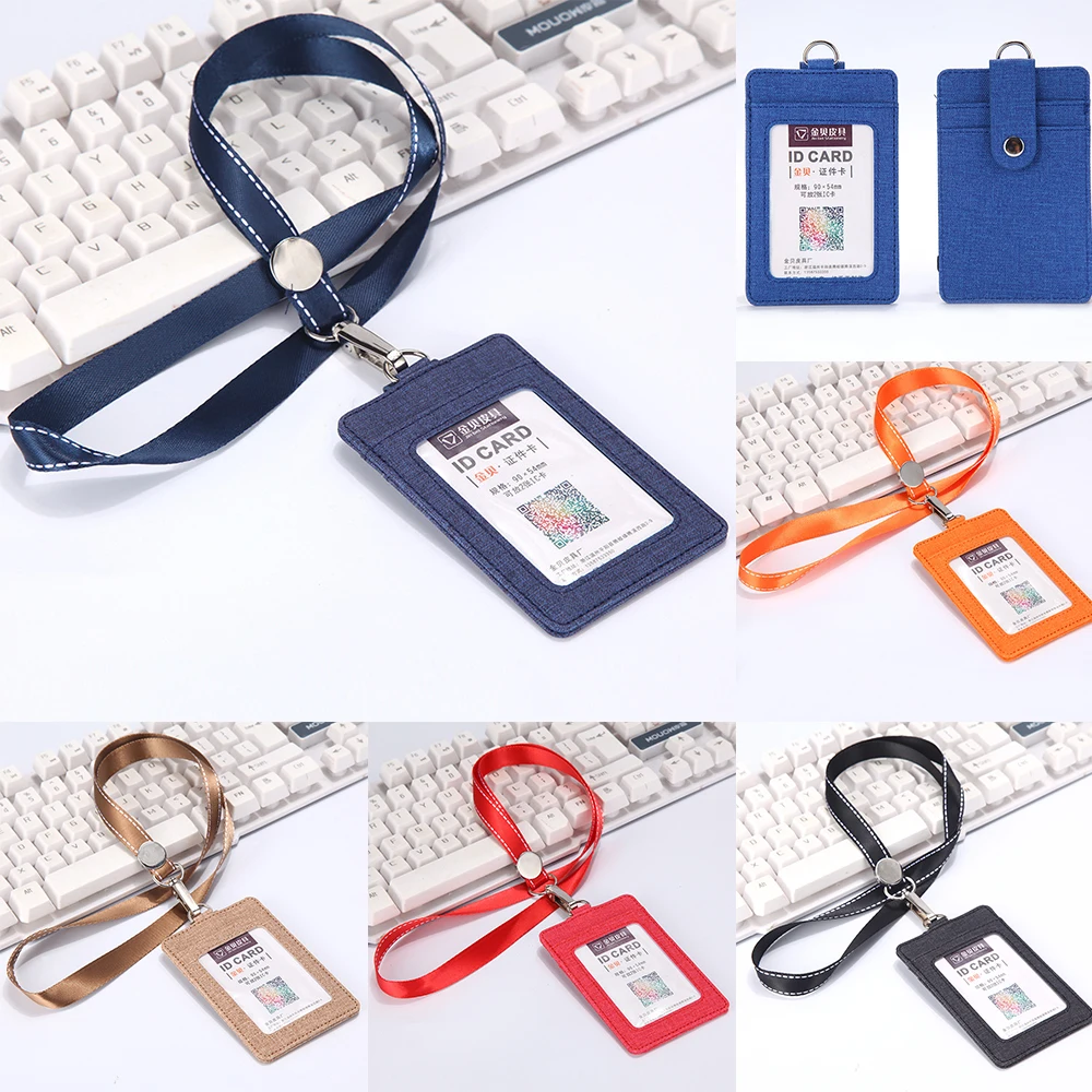 Badge Holder, PU Leather ID Badge Card Holder + 1 Clear ID Window & 2 Card Slot,Neck Lanyard Strap for School Offices ID,Licence
Badge Holder, PU Leather ID Badge Card Holder + 1 Clear ID Window & 2 Card Slot,Neck Lanyard Strap for School Offices ID,Licence
