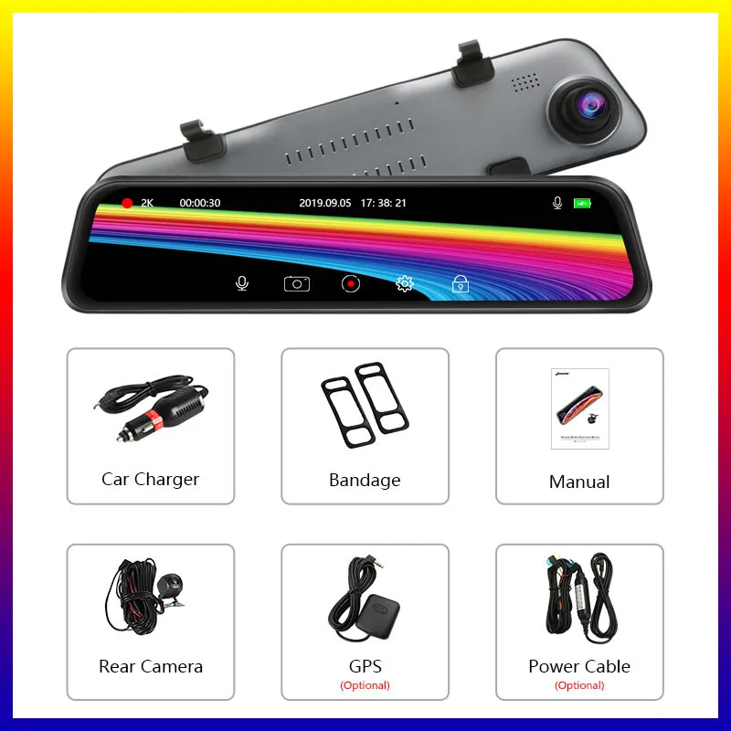 12"1440P 2k Car Mirror DVR Stream Media 2K Ultra HD Dash Camera GPS Night Vision Dual Lens Parking Monitor Loop Recording 
12"1440P 2k Car Mirror DVR Stream Media 2K Ultra HD Dash Camera GPS Night Vision Dual Lens Parking Monitor Loop Recording