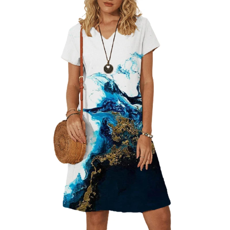 Women Clothes Summer Printed Casual Dress Small Fresh Slim Midi Dresses Short Sleeve V Neck Basic Streetwear Femmes Vestidos
Women Clothes Summer Printed Casual Dress Small Fresh Slim Midi Dresses Short Sleeve V Neck Basic Streetwear Femmes Vestidos